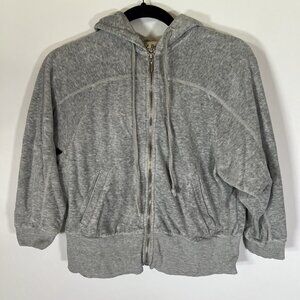 Vintage Y2K Juicy Couture cropped gray velour track jacket hooded full zip sz M